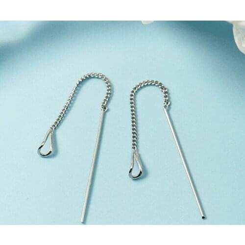 KOFSAC Simple Earrings Silver 925 Women Fashion Jewelry Water Droplets Long Tassel Ear Line Chic Korean Accessories Girl Gifts