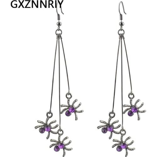Spider Earrings for Women Gothic Drop Earrings Female Fashion full Rhinestone Statement Earings Jewelry Accessories Wholesale