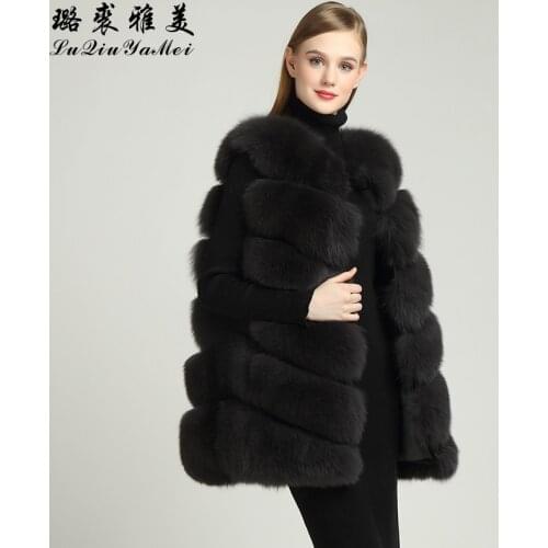 75cm Real Fox Fur Vest for Women Winter Dark Gray Sleeveless Womens Waistcoats Fox Fur Vests Customize Natural Real Fur Coat