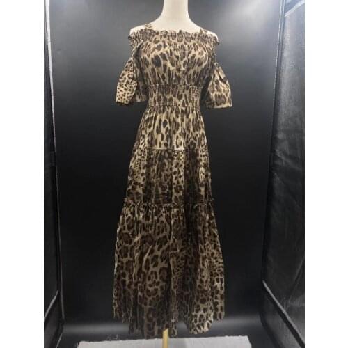 Spring Women 2021 Dress Summer Leopard Print Retro Luxury Cotton Vintage Fashion Lace Sexy Trend Long
