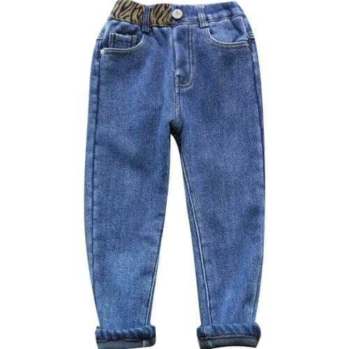 Winter Childrens Jeans Girls Clothes Kids Warm Fleece Girls Jeans Slim Elastic Casual Denim Trousers Pencil Pants For 2-12Years