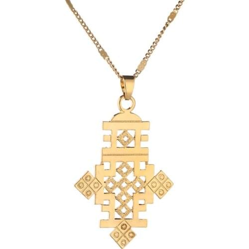 Gold Color Classic Cross Pendant Necklace African Gold Color Charm Fashion Jewelry