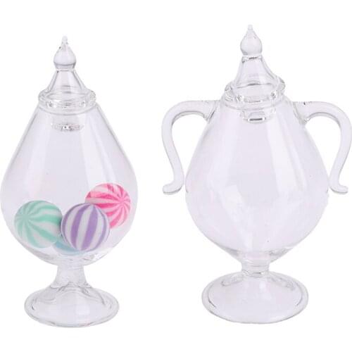 1:12 Dollhouse Miniature Glass Candy Jar Simulation Candy Bottle Doll Model Toy For Dollhouse Decals New