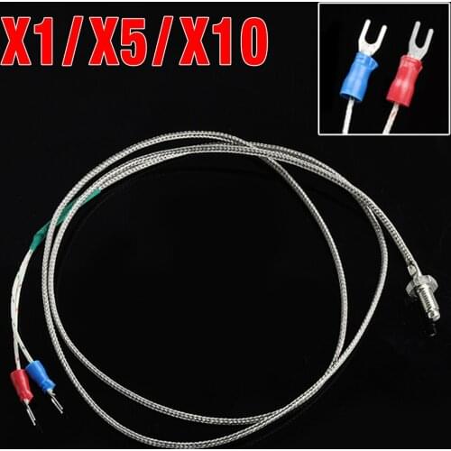 1m 3.3ft K-Type Screw Thermocouple Temperature Controller 0-800℃ Sensor Probe X5/10 Screw Thread Thermocouple K Type