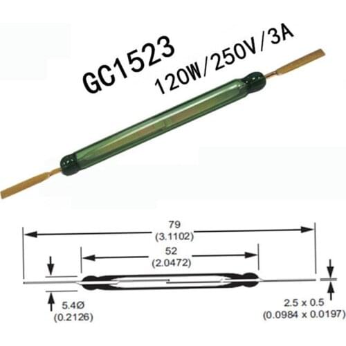 10pcs 120W 3A 250V GC1523 AT70-80 Normally Open Industrial Reed Switch Schalter Interruptor Reed InTerrupteur