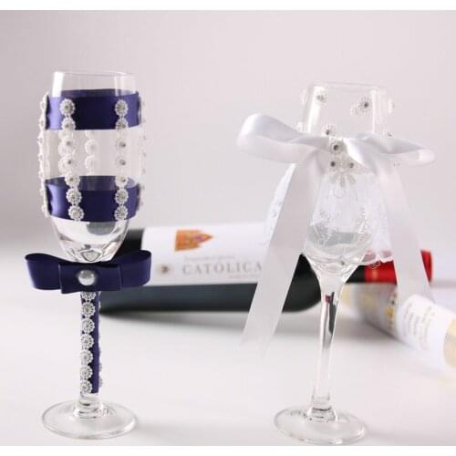 2pcs/lot wedding toasting glasses wedding champagne glasses for wedding party decoration