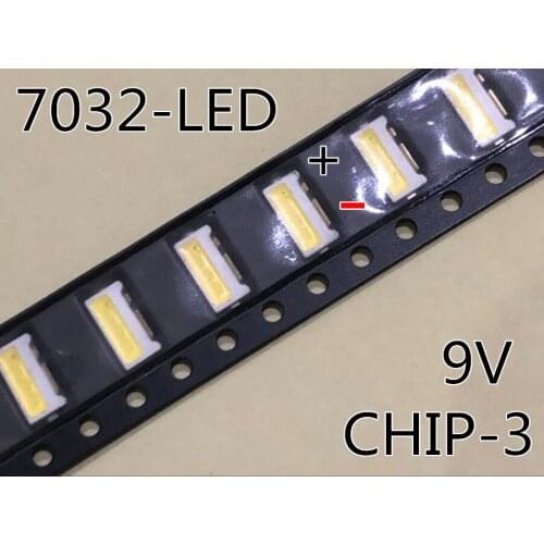 200PCS/Lot 7032 SMD Side LED Beads Cold White 1W 350mA 9V For TV/LCD Backlight For SAMSUNG
