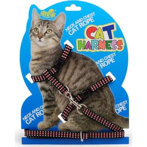 4 Color Lace Nylon Cat Harness Collar Adjustable Chest Walking Lead Leashes for Cat Pet 105 CM