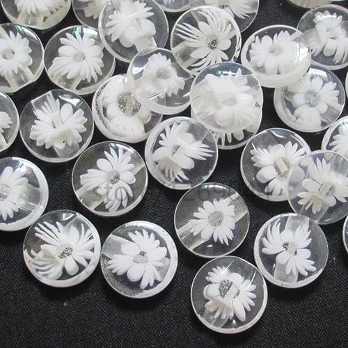 50pc Lots 12mm white color flower Plastic Buttons sewing/appliques/craft