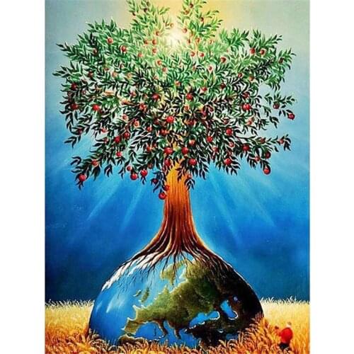 5D DIY Diamond Painting Earth tree Full Drill Diamond Embroidery Cross Stitch Mosaic Craft Kit Home Decor Christmas Gift