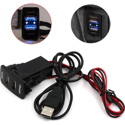 Dual USB Car Charger with Audio Socket USB Charging for Digital Cameras / Mobile Devices for Toyota