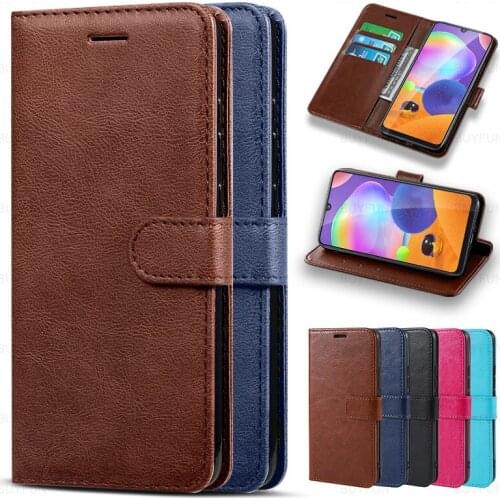 Leather Phone Case For Samsung A31 Shockproof Phone Shell For Sumsung A 31 Back Cover With Magnetic Bracket