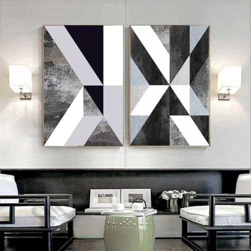 Black and White Geometric Figure Canvas Painting Nordic Modern Style Posters and Prints Wall Art Pictures for Living Room Decor