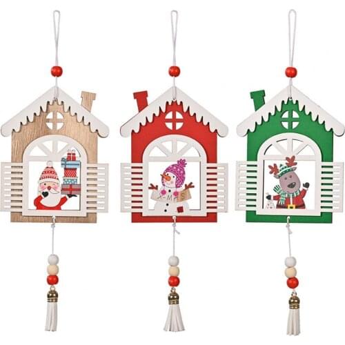 Pendant Fine Workmanship Decorative Wooden Christmas Hanging Ornament with Tassel for Decor Accessories