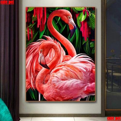Decorative painting Flamingo artwork diy puzzle 5d diamond painting square drill round diamond Mosaic embroidery Home Wall Decor