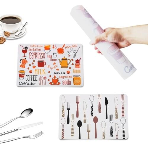 HILIFE Table Decoration Printed Waterproof Dining Table Mat Heat-insulated PP Plastic Tableware Pad Kitchen Bowl Mat Non-Slip