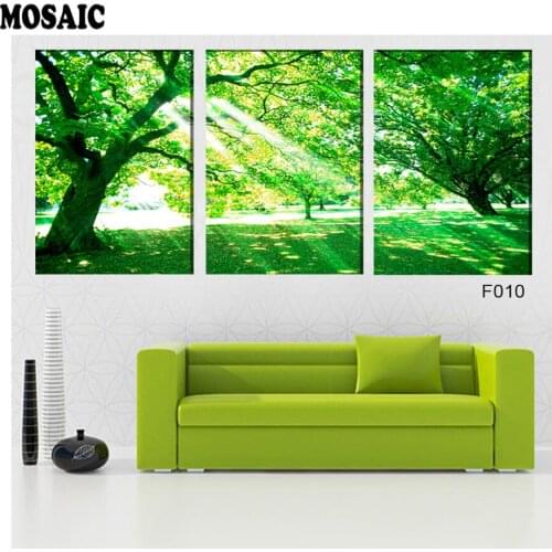 Diy diamond painting Green Tree Nature Landscpae 3 Pieces Diamond Embroidery sale plant full display diamond cross stitch gift