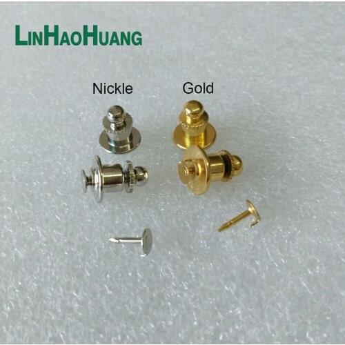 DLY 50sets / lot 10mm badge hat silver / gold metal tie back zipper round thread buckle fastener 2017081001