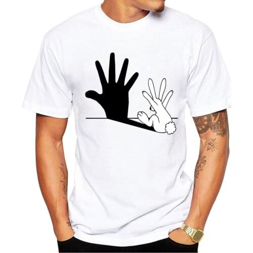 TEEHUB Fashion Funny Hand Men T-Shirt Rabbit Hand Shadow Printed Hipster Tshirts Short Sleeve Casual t shirts Basic Tee