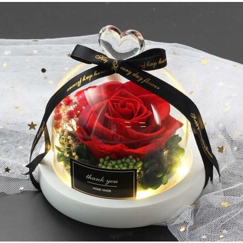Hot Beauty And The Beast Preserved Valentines Day Gift Exclusive Rose In Glass Dome With Lights Eternal Real Rose Mothers Day