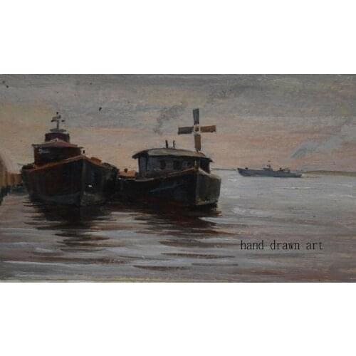 Artist perfect hand drawn：1950 antique oil painting Russian Gusev Yuri painter， works Reappear on canvas