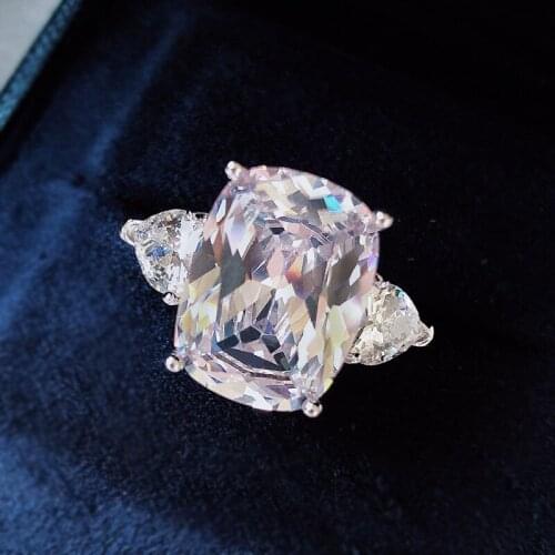 925 Sterling Silver Square Cut Citrine White Pink Gemstone Ring WomenS Holiday Gift Boutique Jewelry