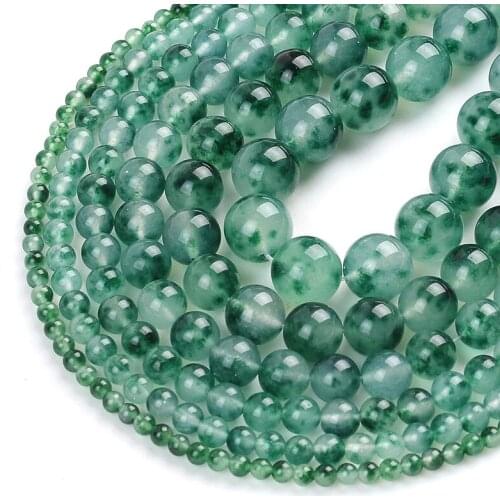 Natural Stone Green Jades Round Loose Spacer Beads For Jewelry Making DIY Earrings Bracelet Accessories 15'' 4/6/8/10/12mm