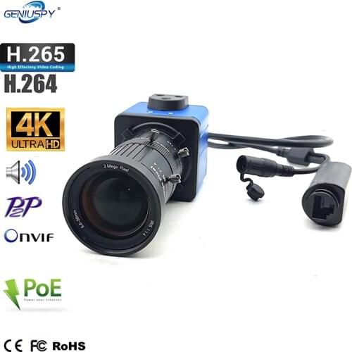 Mini BOX 4K IP Camera POE 20fps SONY Sensor Security CCTV Cam H.265 Industry Audio Video Surveillance Onvif Hikvision Compatible