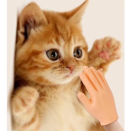Mini Finger Hands Funny Cat Chewing Playing Supplies Fun Tiny Hands Finger Props Prank Toy For Game Party Juguete Gato