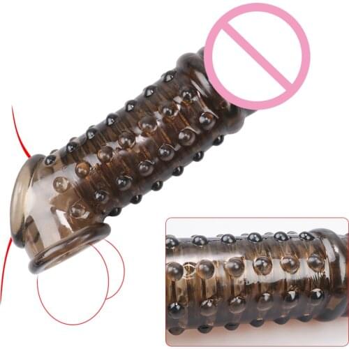Reusable Condom With Soft Spikes For Penis Enlargement Cock Ring Penis Extender Condoms Intimate Goods For Male Sex Toys