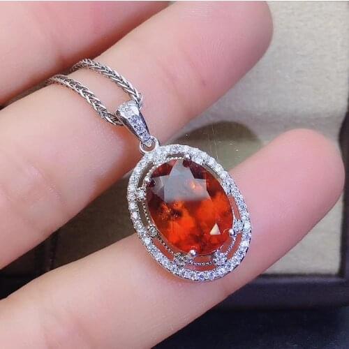 Fashion Woman Pendant 100% Natural and Real vivid orange necklace pendant 925 silver Fine jewelry Pendant