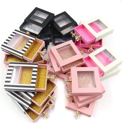 NEW 100pcs wholesale eyelash packaging box lashes boxes package Marble Design for 10mm- 25mm mink eyelashes square case diamond