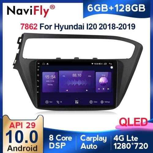 New! 7862 6GB+128GB QLED 1280*720 Android 10.0 Car Multimedia Player For Hyundai I20 2015 2016 2017 2018 Radio Navigation DSP