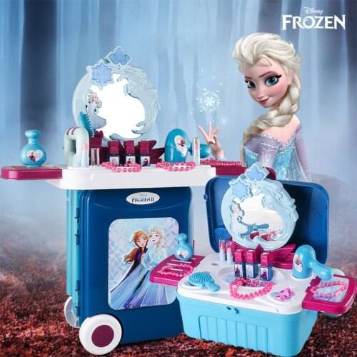 NEW Disney Frozen 2 Elsa Princess Child Girl Cosmetic Make Up Suit Toys Suitcase Dressing Table Kids Play Makeup Set Beauty Toy