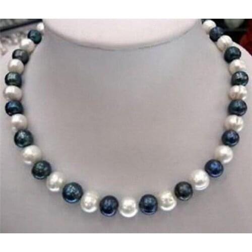 8-9mm Natural Black & White Akoya Cultured Pearl Fashion Jewelry Necklace