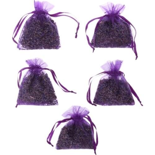 5Pcs Real Lavender Organic Dried Flowers Sachets Buds Bag Fragrance Air Fresher Car Home Decor AXYC