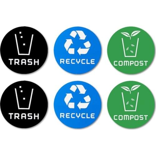 Recycle and Trash Sign Decal , Trash Can Vinyl Art Sticker Decoration , Recycle Bin Container Green Decal , Garbage Art Decor