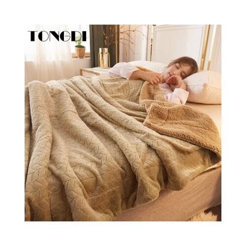 TONGDI Plush Blanket Super Soft Warm Elegant Fannel Fleece Woolen Blanket Decor For Girl Winter Couch Cover Bed Sofa Bedspread