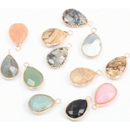 Natural Stone Fashion Drop-shaped Rose Quartzs Labradorite Pendantsr DIY bracelet necklace for Jewelry Making Reiki Healing