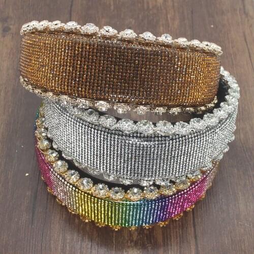 Colorful Crystals Sponge Rhinestone Headband European and American Women Baroque Headband Wide-Brimmed Rhinestone Headband