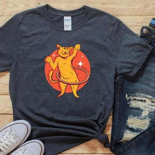 Retro cat shirt Cute cat animal lover gift funny cat Cute Cat Lover kitty for women owner Korean O Neck Casual Short Sleeve Tees