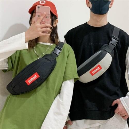 Street Style Waist Bags Unisex Hip Belt Bag Casual Canvas Chest Bag Travel Sports Men Crossbody Pouch Fashion Fanny Pack