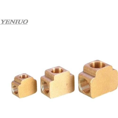 Tee 3 Ways Brass Pipe fittings Equal Female Connector 1/8" 1/4" 3/8" BSP Thread For Grease System hydraulic system