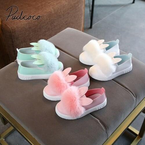 2019 Baby First Walkers Princess Infant Kid Baby Girls Rabbit Casual Shoes Solid Anti-slip Soft Sole Fluffy Furry Baby Shoes