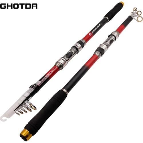 Exquisite Carbon Telescopic Fiber Fishing Rod 2.1/2.4/2.7/3.0/3.6M Durable Reel Seat Fishing Rod Spinning