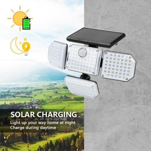 Solar Light Outdoor Four-head 181LED Human Sensor Wall Lamp IP65 Induction Wall Light For Home Garden Courtyard Street Lighting