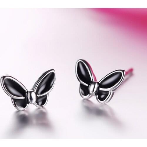 High-Quality 925 Sterling Silver Jewelry Fashion Cute Tiny Butterfly Stud Earrings Gift For School Girls Kids Lady