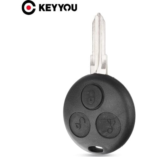 KEYYOU Replacement For Mercedes Benz SMART Fortwo 450 Forfour Roadster 3 Buttons Umcut Blank Blade Remote Key Shell Fob Car Case