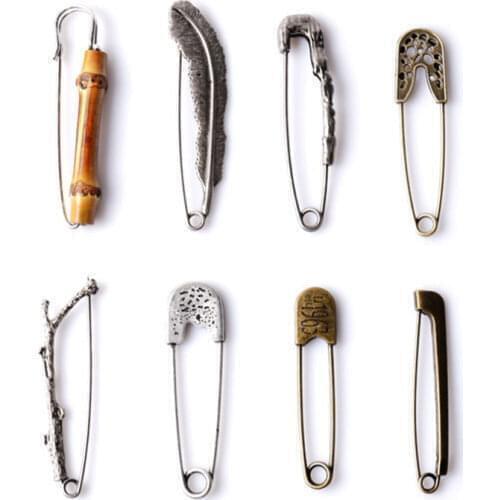 Safety Brooches Pins Brooch Clip Base Pins Settings Blank For Men Women Vintage Jewelry Making Supplies Accessories 2x8CM