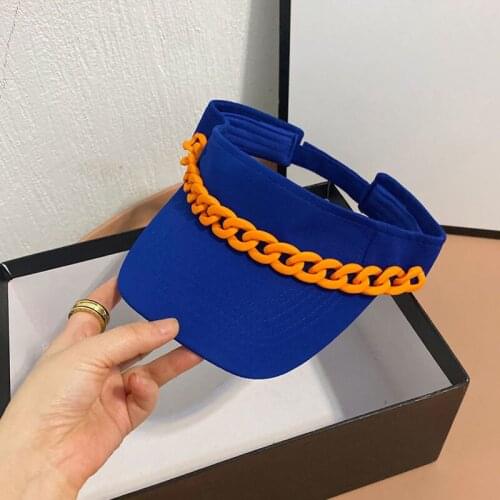 Cotton Cap Adjustable For Running Tennis Golf Unisex Empty Top Summer Sun Hat Color Chain Visors Women Sunscreen Hats Viseira